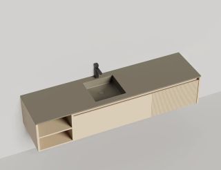 Подвесная тумба Salini Domino 27D120AIN 200см эмаль с открытой полкой под встраиваемую раковину